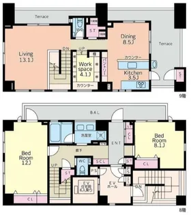 グレイシス三番町【8階】の間取り
