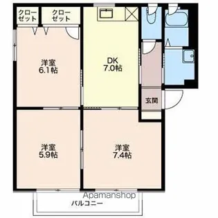 ラフィネB棟【2階】の間取り