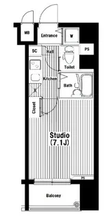 ガラ・ステーション岩本町North【10階】の間取り