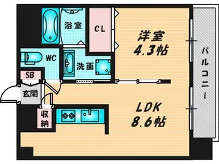 アニマーレ長堀【4階】の間取り