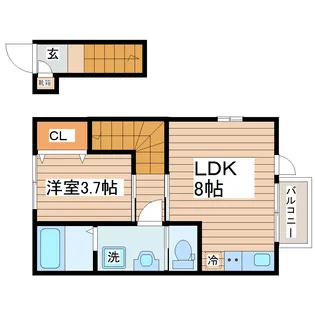 シェルテ河原町A棟【2階】の間取り