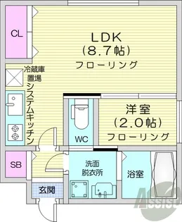 グリシーヌ南5条【3階】の間取り