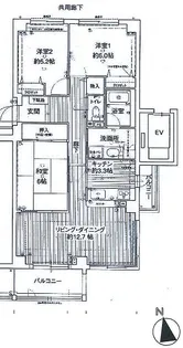 ローレルスクエア登美ヶ丘第I期7番館【5階】の間取り