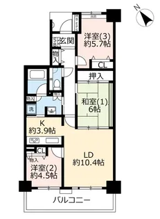 UR浦安マリナイースト21海園の街【5階】の間取り