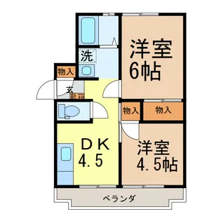 落合ハイツB【2階】の間取り