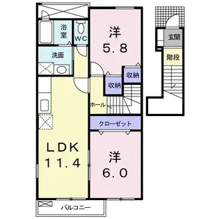 ビュー・カトレア【2階】の間取り