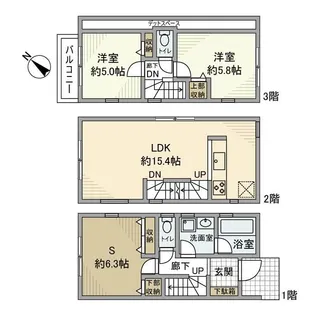 東京都大田区南六郷3【一戸建】の間取り