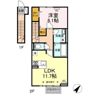 福島県福島市鳥谷野字梅ノ木内【アパート】の間取り
