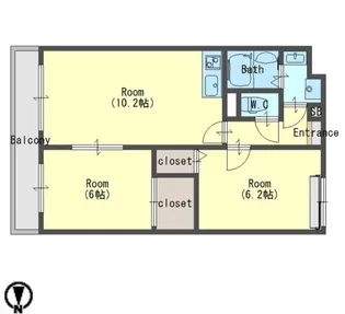 2LDKの間取り画像