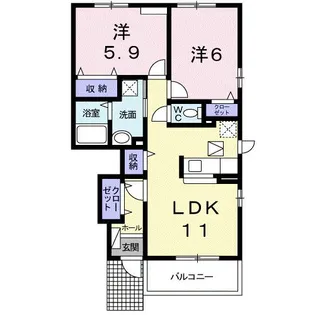 広島県福山市御幸町大字森脇【アパート】の間取り