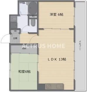 大阪府大阪市東住吉区湯里6【マンション】の間取り