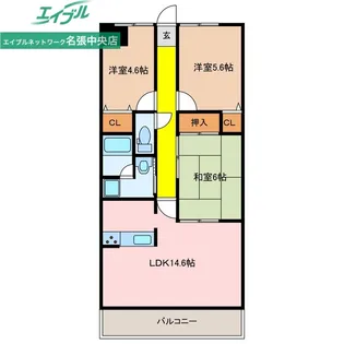 キャッスル桜ヶ丘【2階】の間取り