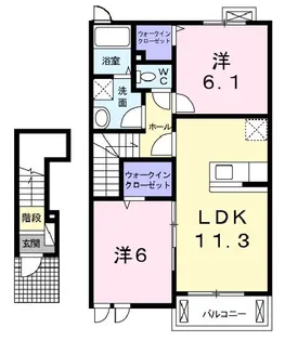 ヴァーチュ B【2階】の間取り