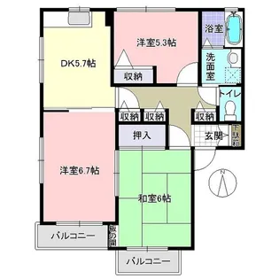 エメラルドグリーンハイツ F【2階】の間取り