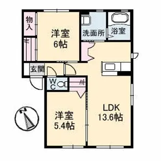 クレセオ口田【1階】の間取り