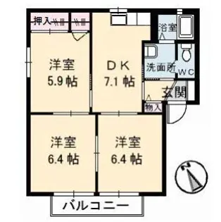 ファーブル衣干 A棟【2階】の間取り
