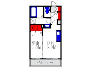 カ-スル石橋【1階】の間取り