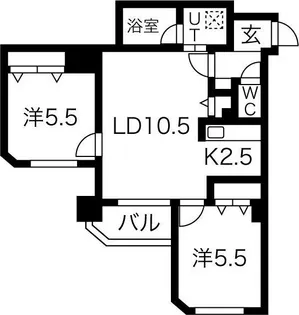 ラフィネ豊平【3階】の間取り