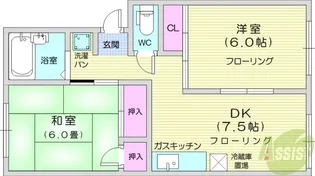 コーポ石橋B【1階】の間取り