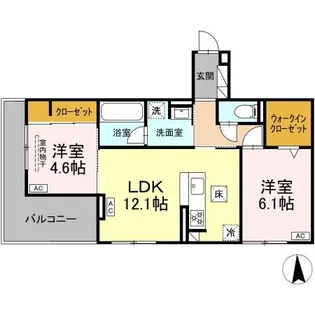 D-crinum川島田【1階】の間取り