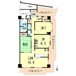 ビューネ西宮五段坂【3階】の間取り