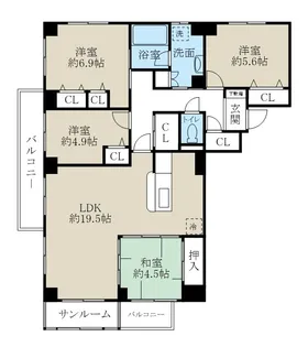 パルステージ関屋【4階】の間取り