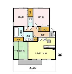 リヴェールタウン赤松 B棟【1階】の間取り