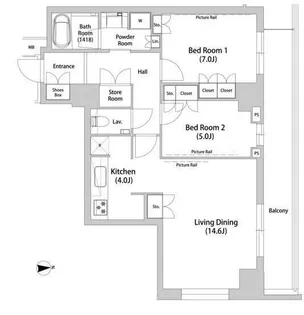 品川ハート ビュータワー【18階】の間取り
