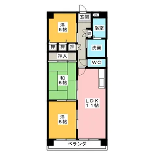 第6グランドハイツ服部【4階】の間取り