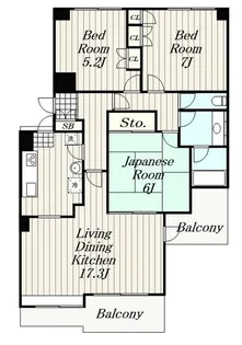 パークハイツ本厚木【4階】の間取り