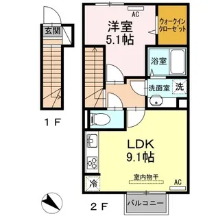 山形県西村山郡河北町谷地字真木【アパート】の間取り