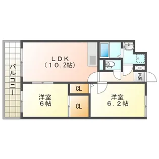 2LDKの間取り画像