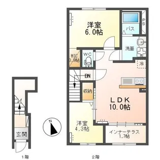 茨城県古河市東牛谷【アパート】の間取り