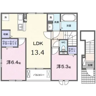 ホワイト ガーデン B【2階】の間取り