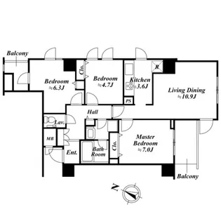 東京都品川区上大崎3【マンション】の間取り