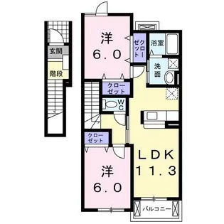 向ヶ丘 B【2階】の間取り