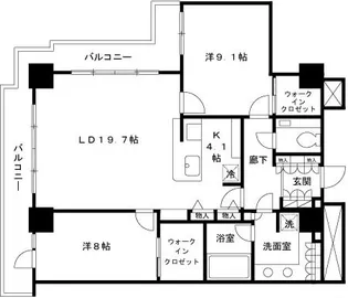 パシフィックロイヤルコートみなとみらいオーシャンタワー【20階】の間取り