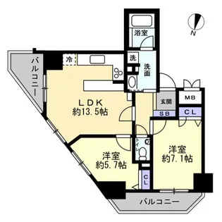 アルフェイス北千住【9階】の間取り