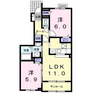サニーハイツ・天神南棟【1階】の間取り