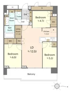 プラウドタワー亀戸クロスゲートタワー【9階】の間取り
