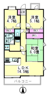 クレールイワタ【5階】の間取り