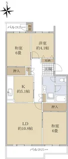 境谷西第2住宅団地第25号棟【2階】の間取り