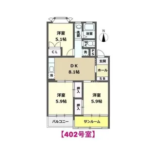 オレオール白山【4階】の間取り