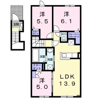 ボヌール 松風【2階】の間取り
