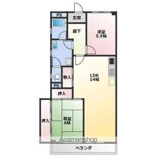 OS・SKYマンション植田南【5階】の間取り