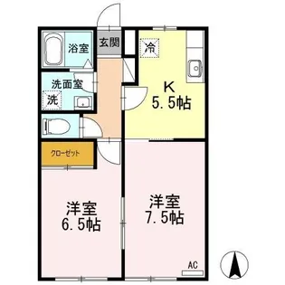 ヴィラ・デルソル【1階】の間取り