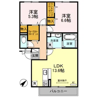 abcdマンション綾園【1階】の間取り