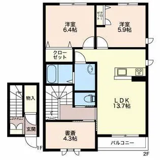 メゾン・ド・ドルチェ【2階】の間取り