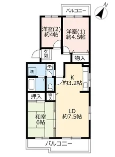 UR鹿の子台北ハイツ【2階】の間取り