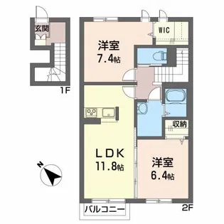 シャーメゾン トゥルースA【2階】の間取り